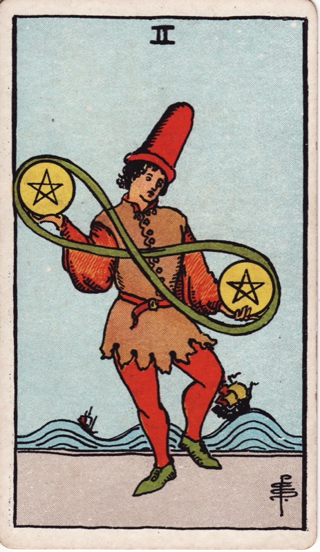 Two of Pentacles tarot card meaning